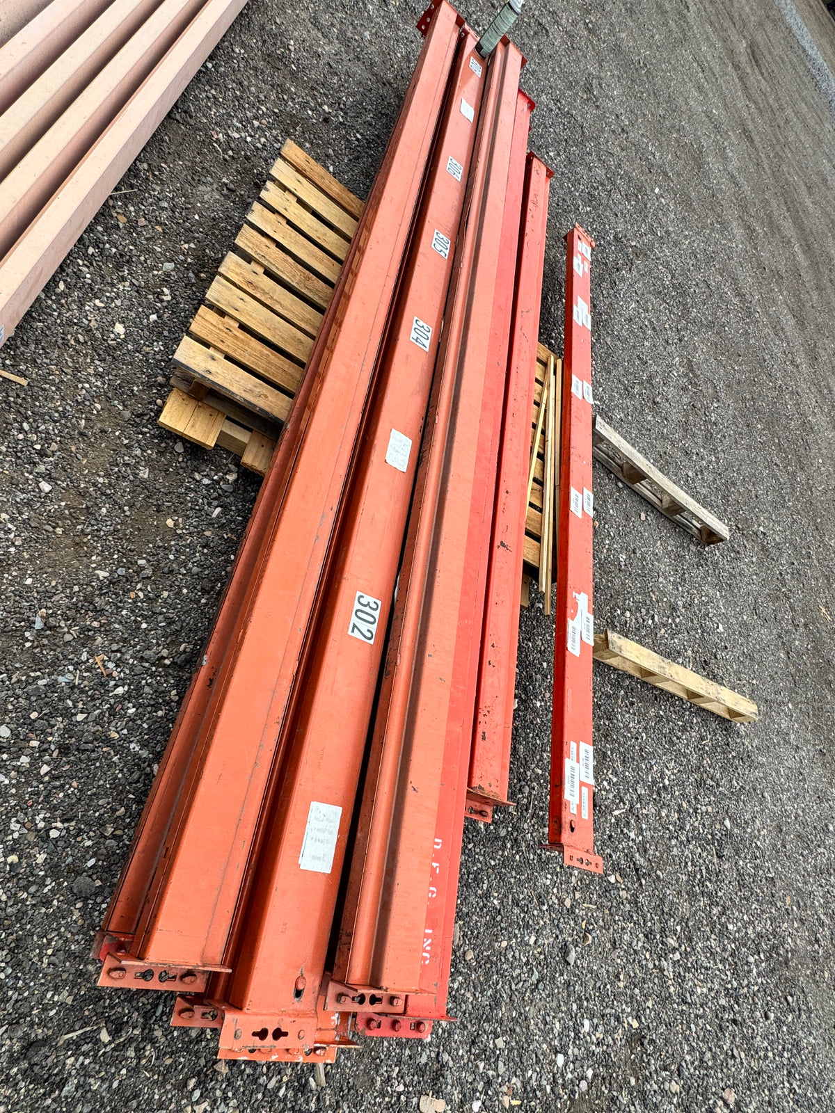 Used 9'X5” teardrop pallet rack beam
